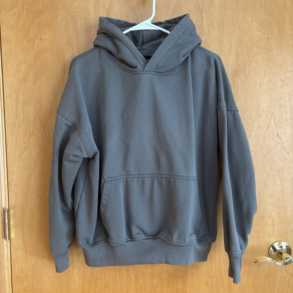 Hours Collection Cropped Grey Hoodie for Men